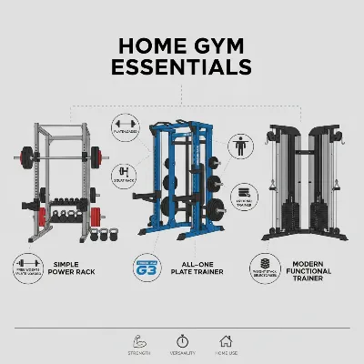 A visual representation of home gym equipment types in a comparison table format