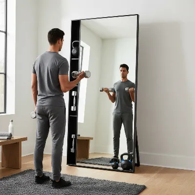 NordicTrack Vault smart fitness mirror with integrated storage and accessories