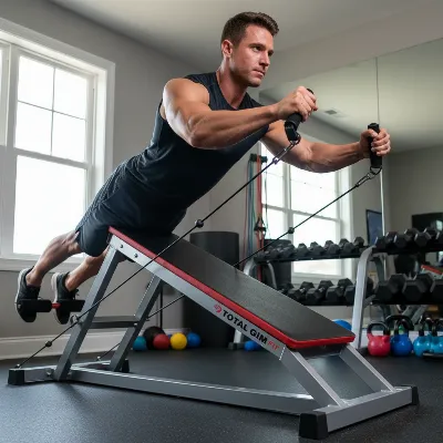 Person performing a chest press on a Total Gym FIT home gym